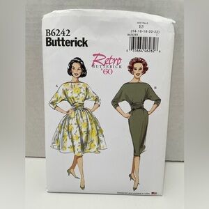 Butterick Retro 60s Dress Pattern B6242. Sizes 14-22